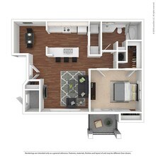 1 Bed 1 Bath 813 SqFt (761 Net) 2433 floor plan